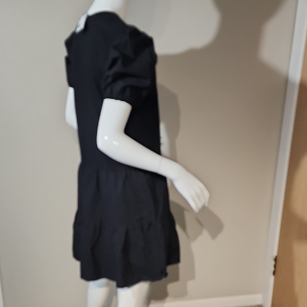 Black Puff Sleeve Tiered Dress - Picture 9 of 9